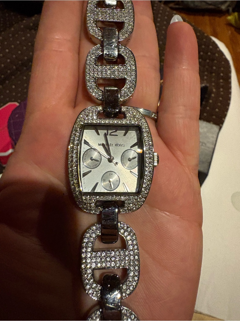 Michael Kors Silver Crystal Link Bracelet Watch